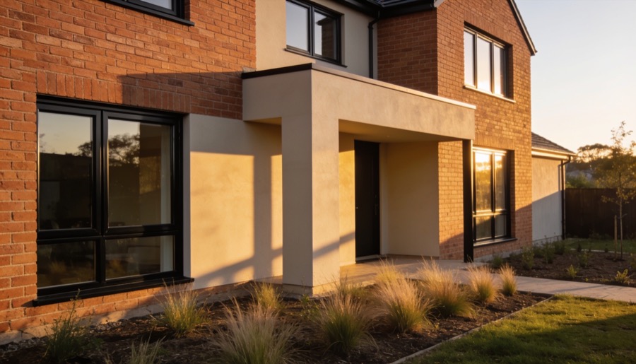 A finished luxury home at golden hour