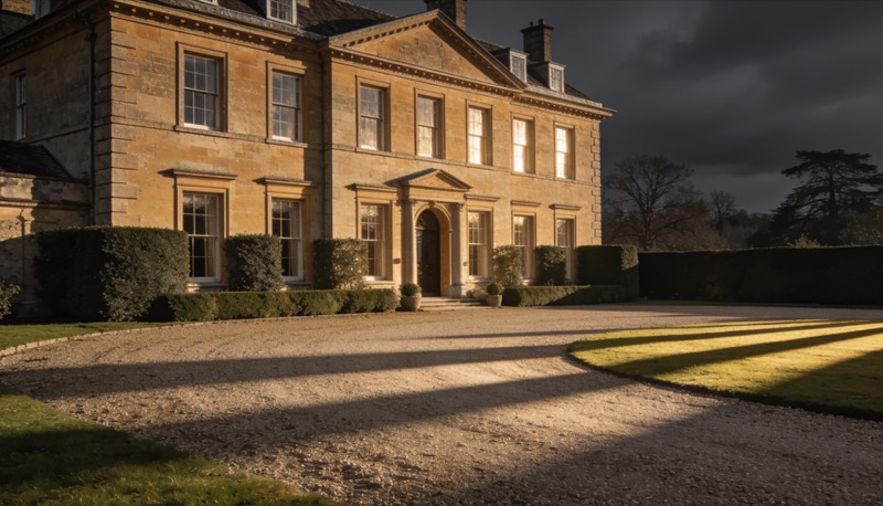 A Georgian country house at golden hour