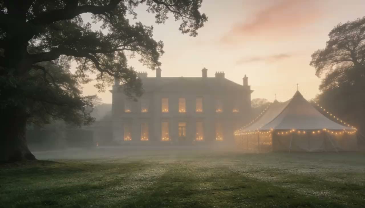 Thornwood Manor at dawn, from the client film