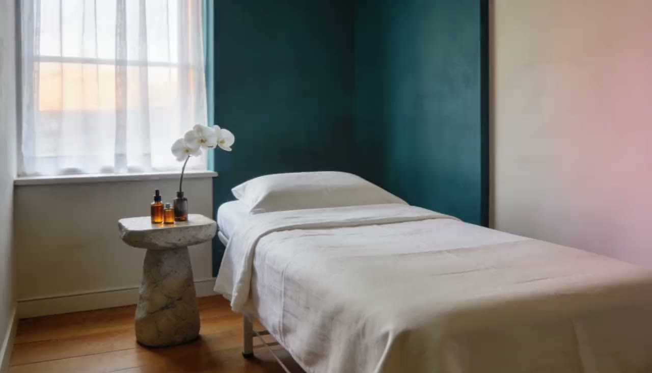 A serene treatment room from the Welwyn demo film
