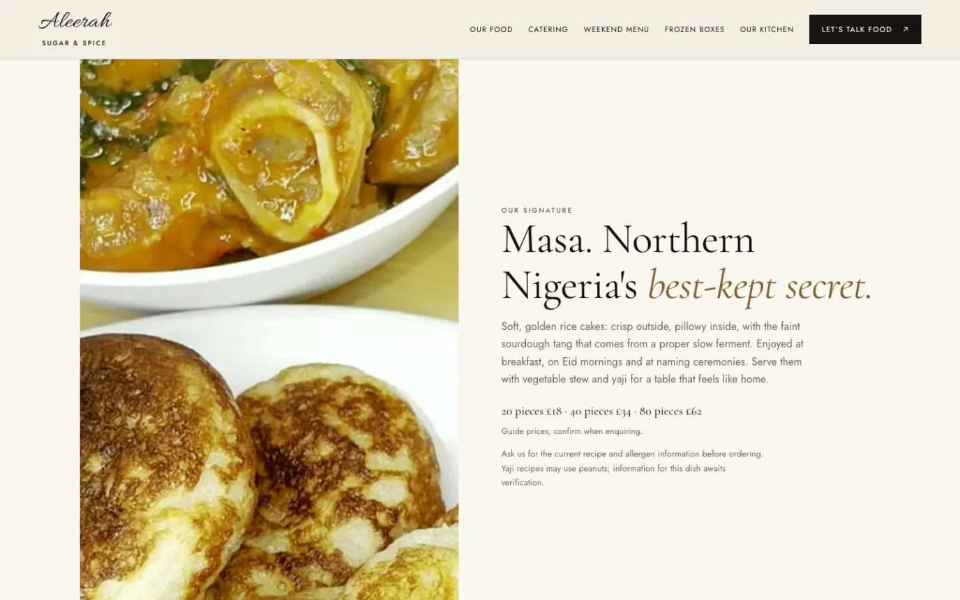 The masa chapter: a close photograph of masa rice cakes beside the heading Northern Nigeria's best-kept secret