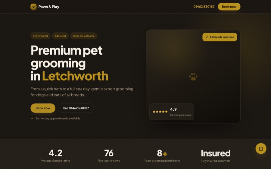 Paws and Play example template