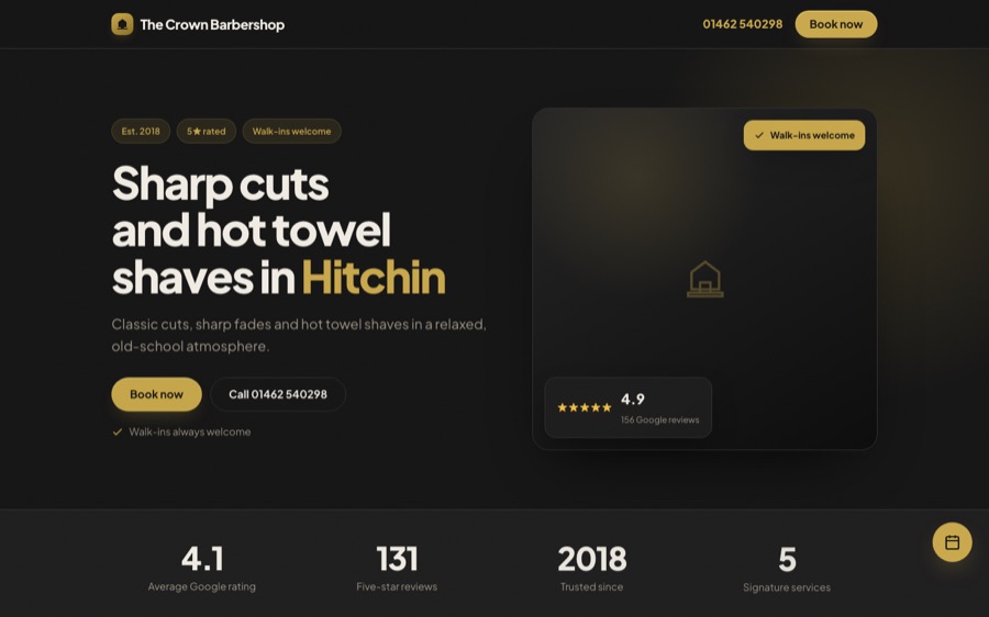 The Crown Barbershop example template